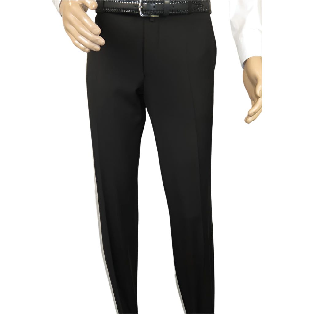 Men's MONO Turkey Slacks 100% Wool Plain Front Regular Fit 2501-01 Black