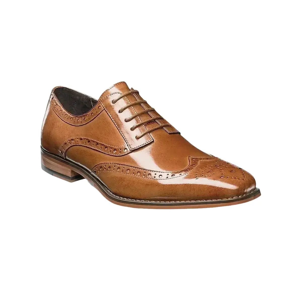 25092 Stacy Adams Leather Shoes Tinsley Wingtip Lace Up Tan 240 - J.Valintin Men's Wear Legend - 25092 - 240Tan - 9.5