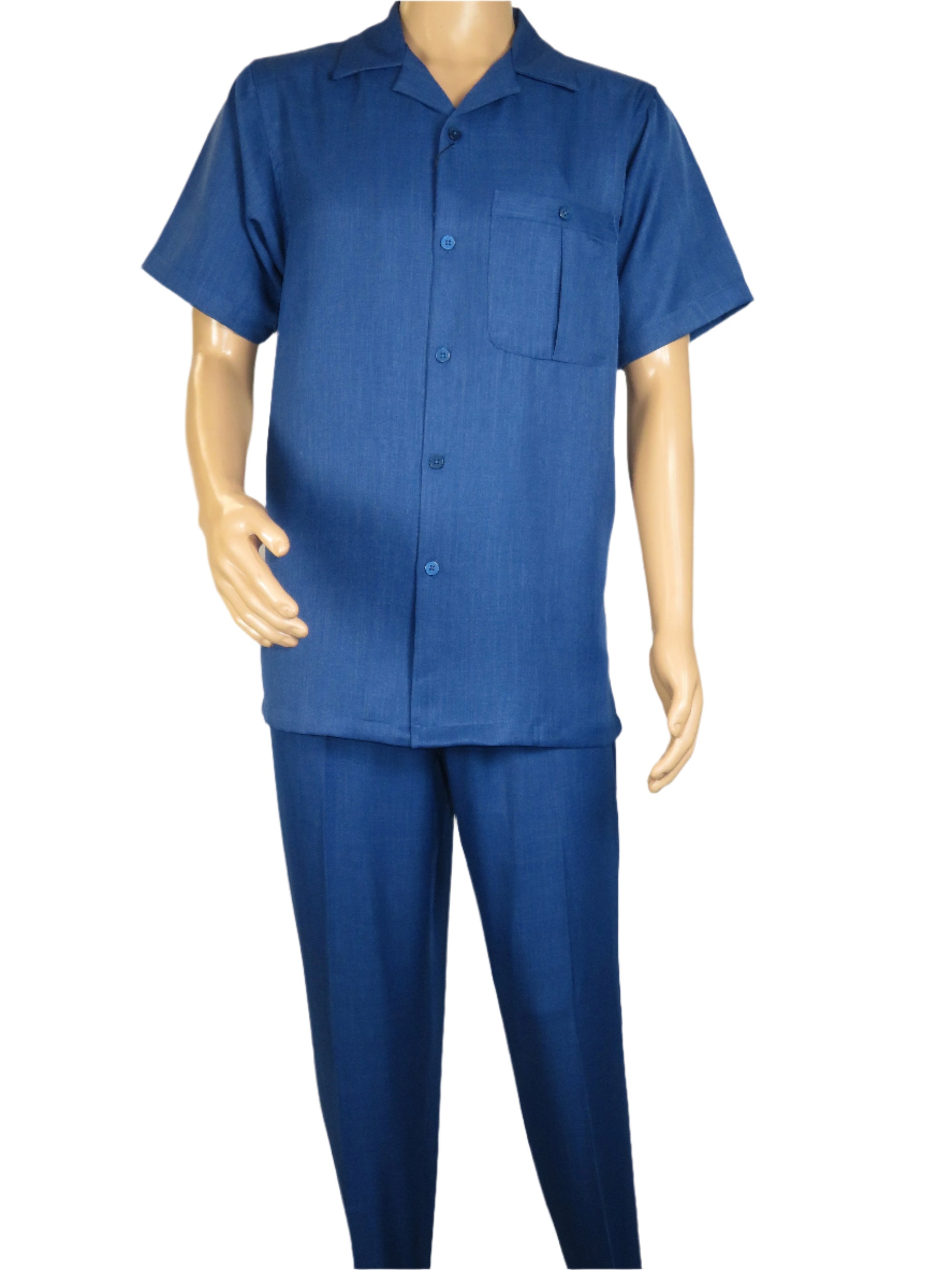 Men 2pc Walking Leisure Suit Short Sleeves By DREAMS 256-41 Sailor Blue