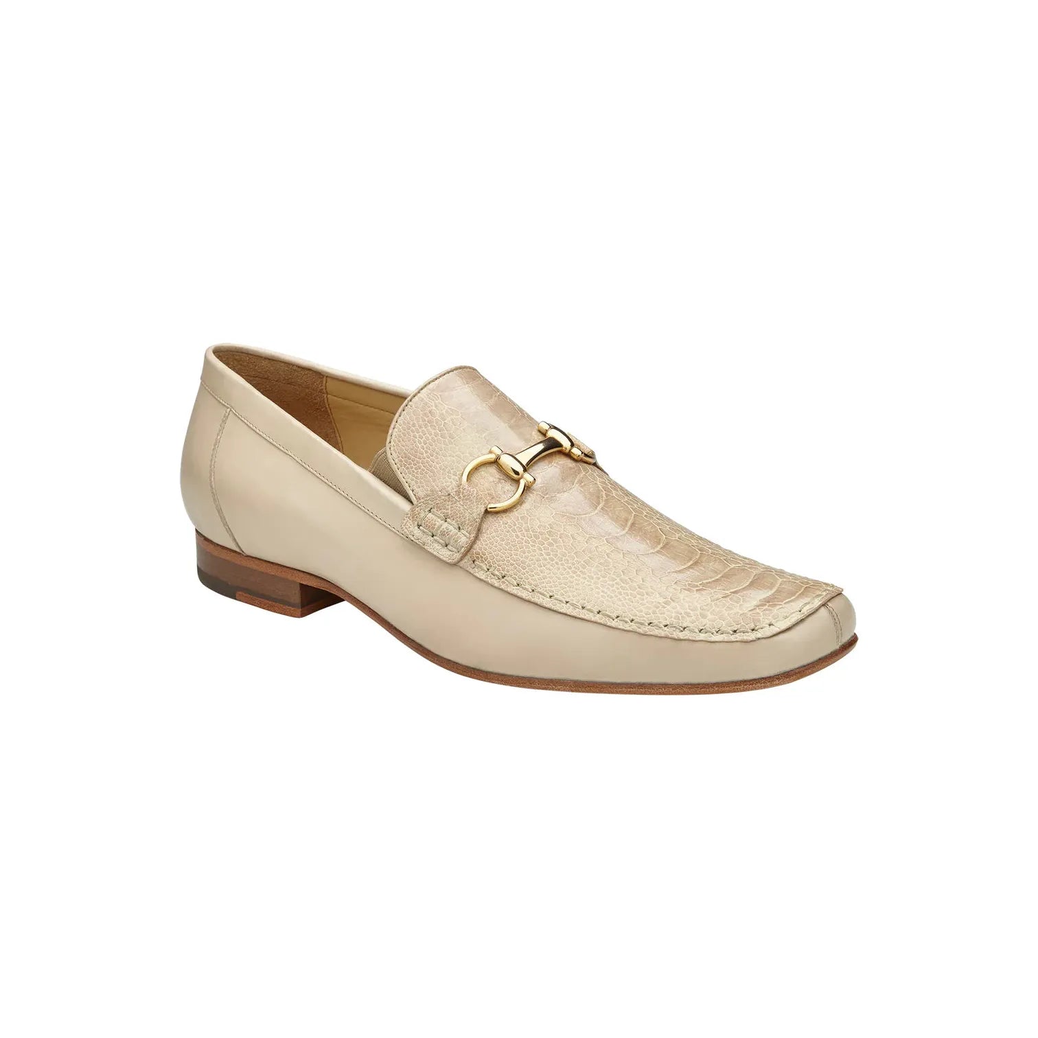 Belvedere Men's Bruno Genuine Ostrich Leg and Italian Calf Loafer Cream 1026