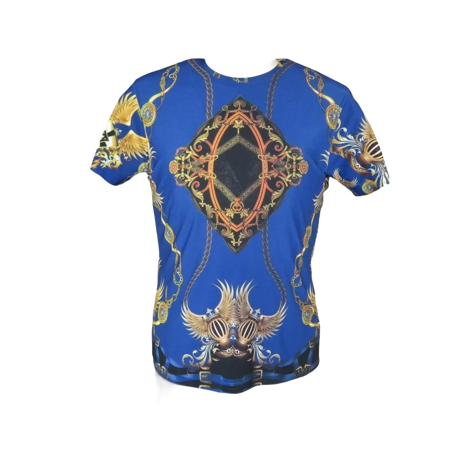 Men Crew T Shirt Makrom Turkey Medallion Chain Floral European 1217 - 421 Blue new - J.Valintin Men's Wear Legend - 12507