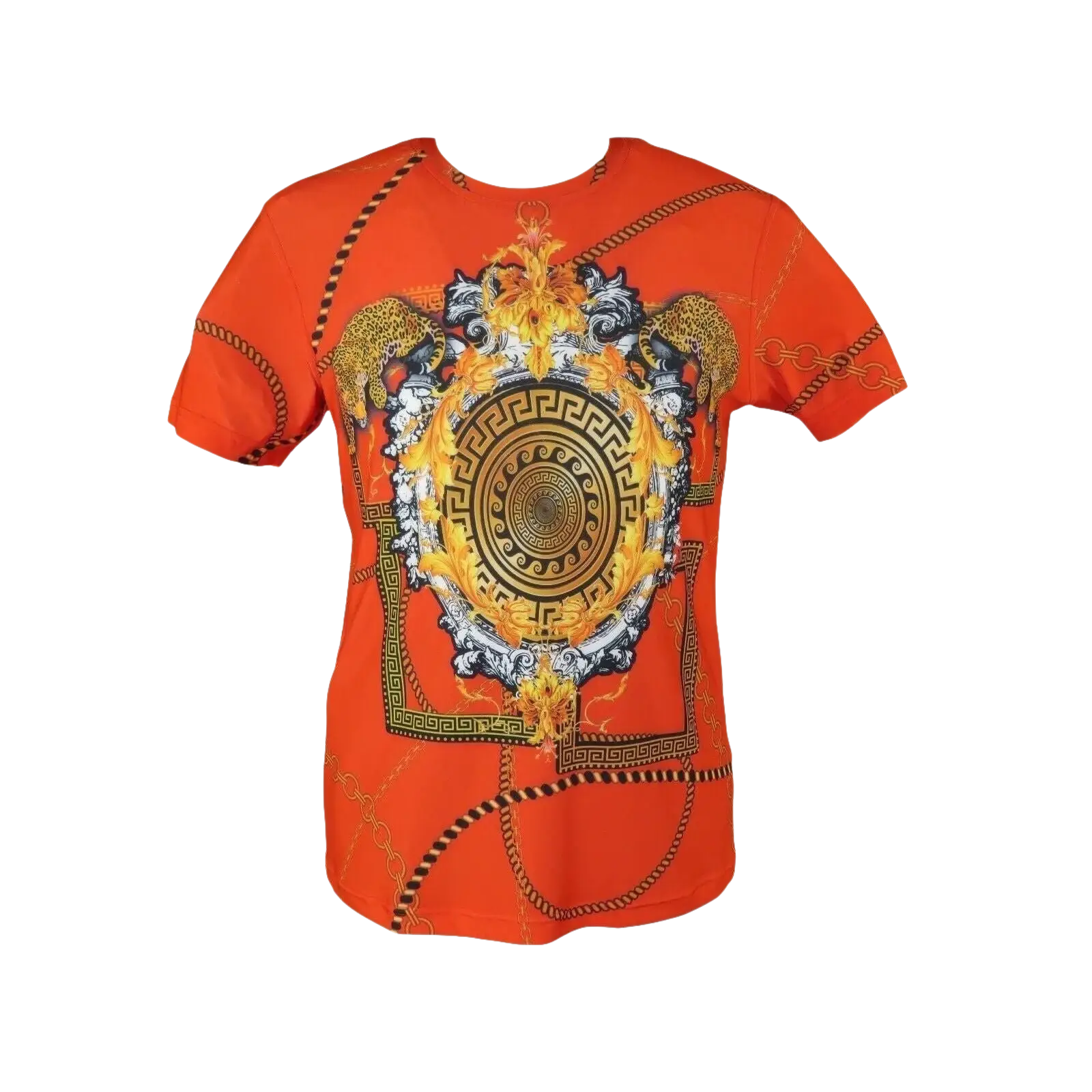 Men Crew T Shirt Makrom Turkey Medallion medusa Lion Floral 1231 - 426 red Gold - J.Valintin Men's Wear Legend - 12502