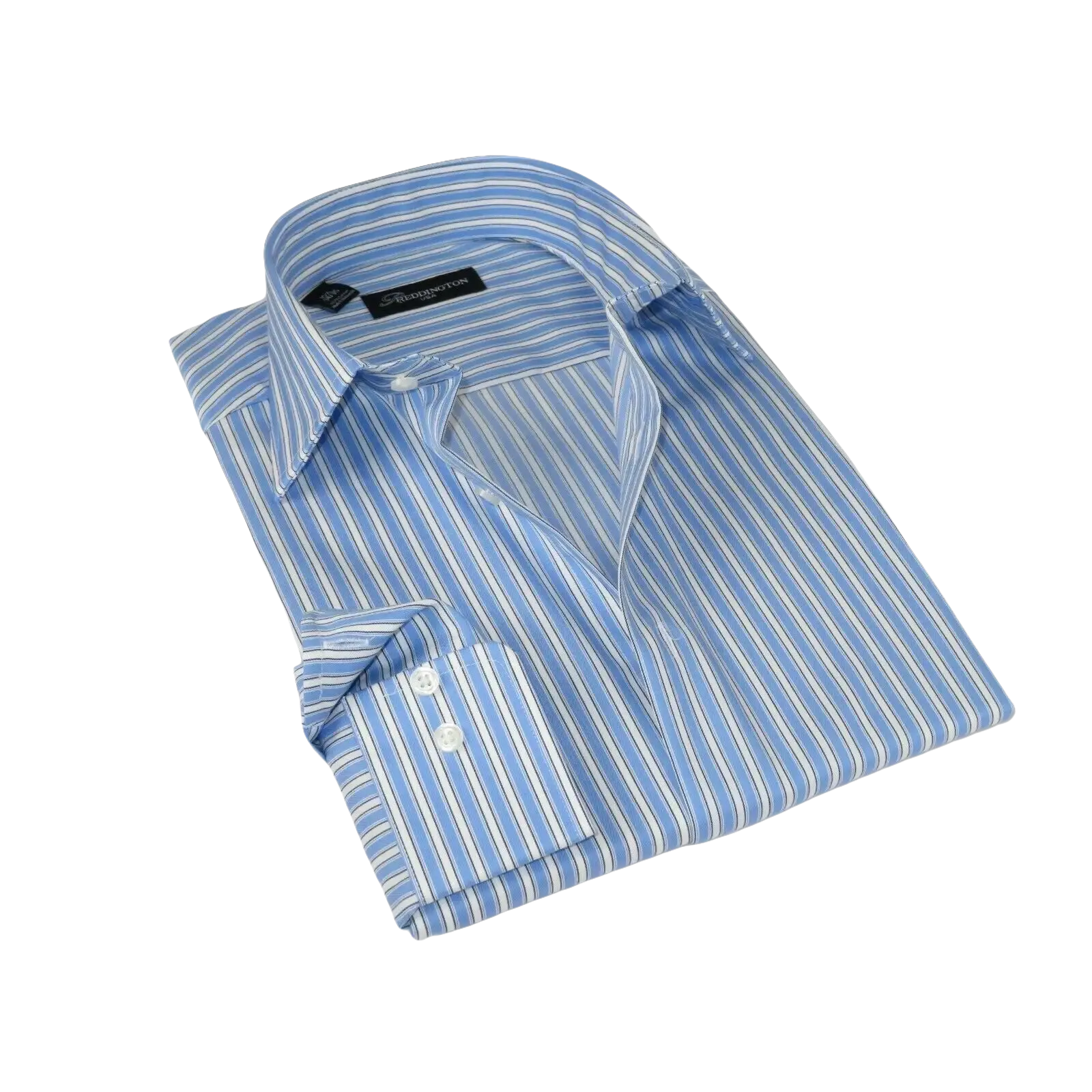 Men Reddington 100% Cotton Dress Sports shirt Regular Modern fit 175 Blue Stripe - J.Valintin Men's Wear Legend - 4420