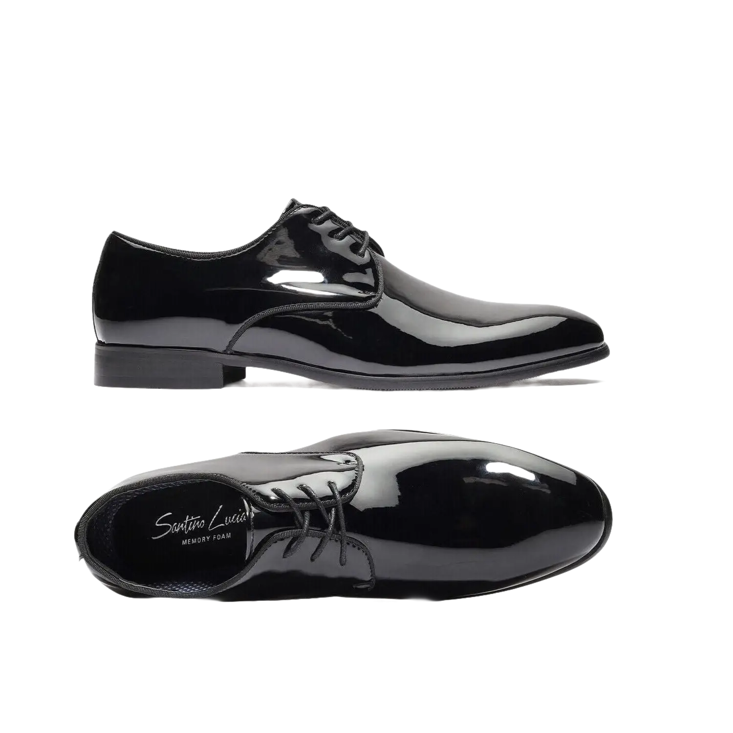 Men Santino Luciano Formal Dress Shoes Patent Leather Shiny Lace up F414 Black - J.Valintin Men's Wear Legend - 99038