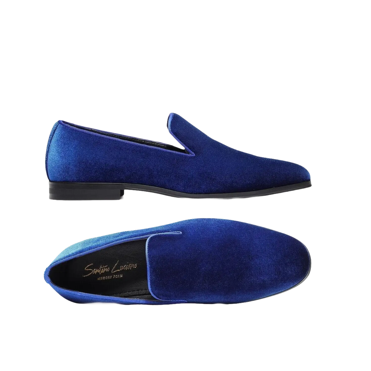 Mens Santino Luciano Shoes Soft Velvet Slip on Loafer Formal C351 Royal Blue - J.Valintin Men's Wear Legend - 99005