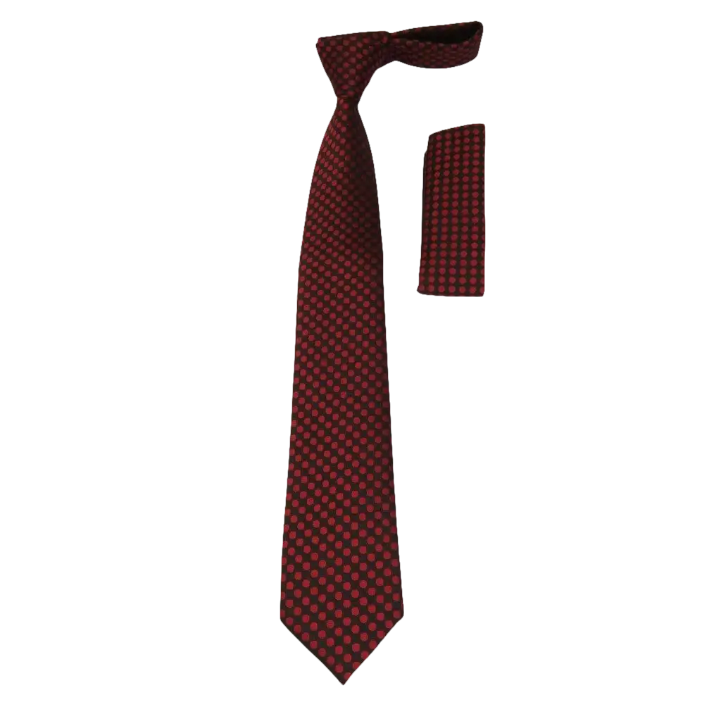 Men's Woven Tie Hankie Set J.Valintin Private Collection R33 Black Red Dots - J.Valintin Men's Wear Legend - 95567