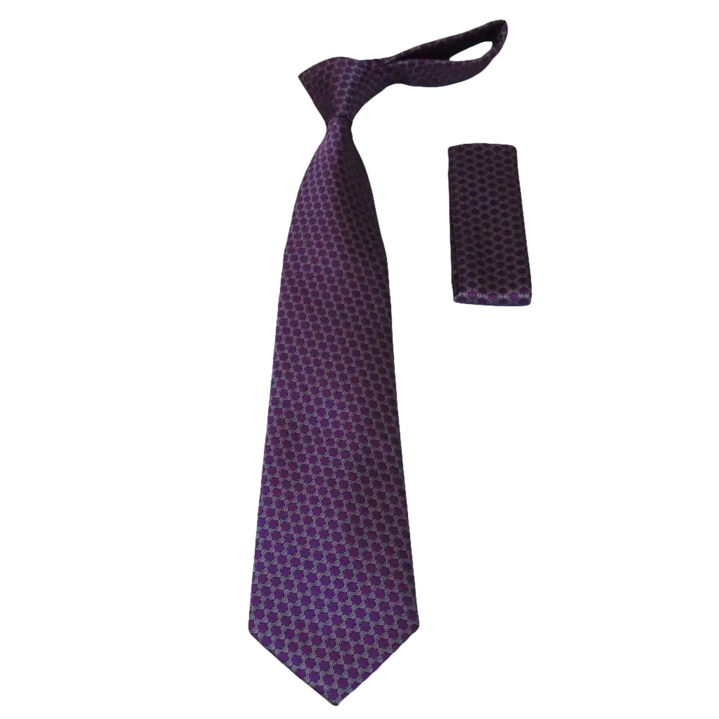 Men's Woven Tie Hankie Set J.Valintin Private Collection R35 Purple Dots - J.Valintin Men's Wear Legend - 95565