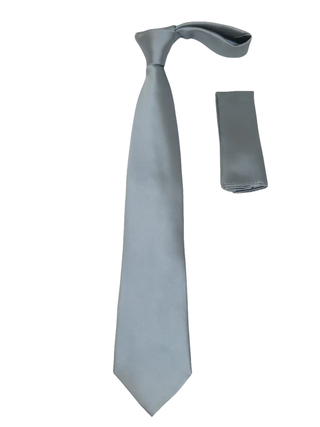 Men's Satin Silky Tie Hankie Set J.Valintin Private Collection R65 Solid Silver