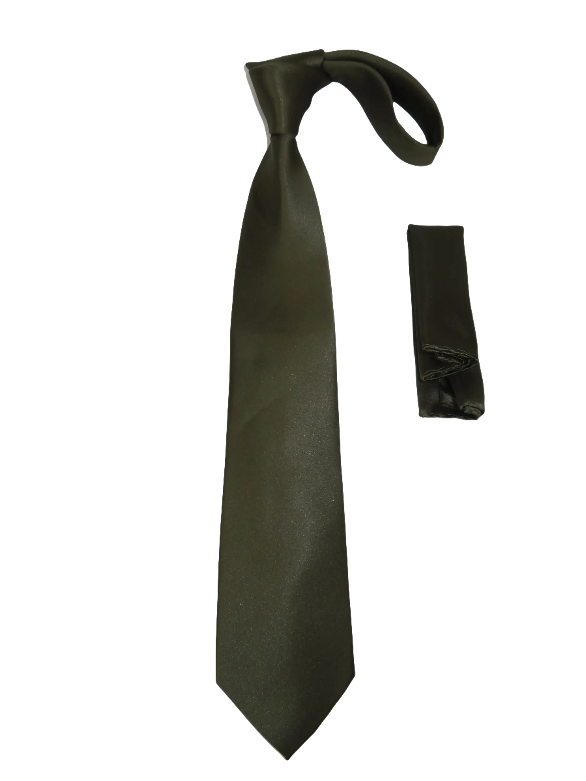 Men's Satin Silky Tie Hankie Set J.Valintin Private Collection R70 Olive Green
