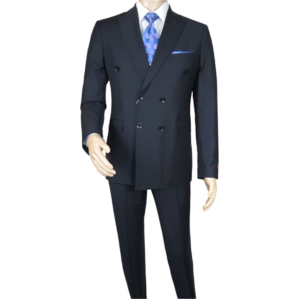 Men Suit BERLUSCONI Turkey Italian Wool 180's Double Breasted UGS94-12 Navy