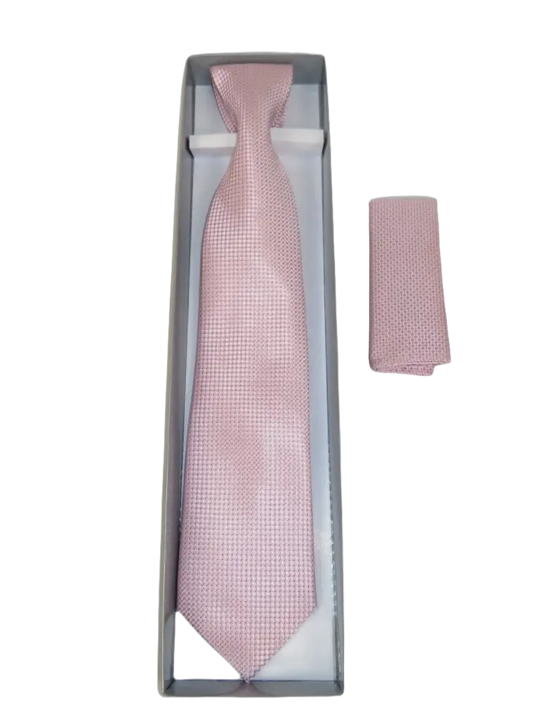Men's Vito Rofolo From Italy Tie Hankie Gift Boxed 100% Silk VR-28 Pink Pique