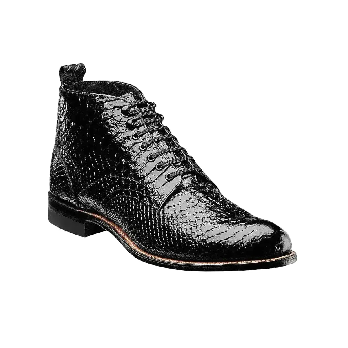 00057,Stacy Adams Madison Boots Anaconda Print High Top Lace Up Black - J.Valintin Men's Wear Legend - 8762