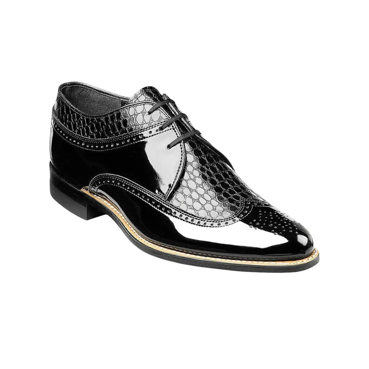 00605, Stacy Adams Leather Shoes Dayton Wintip Oxford Black White - J.Valintin Men's Wear Legend - 5083