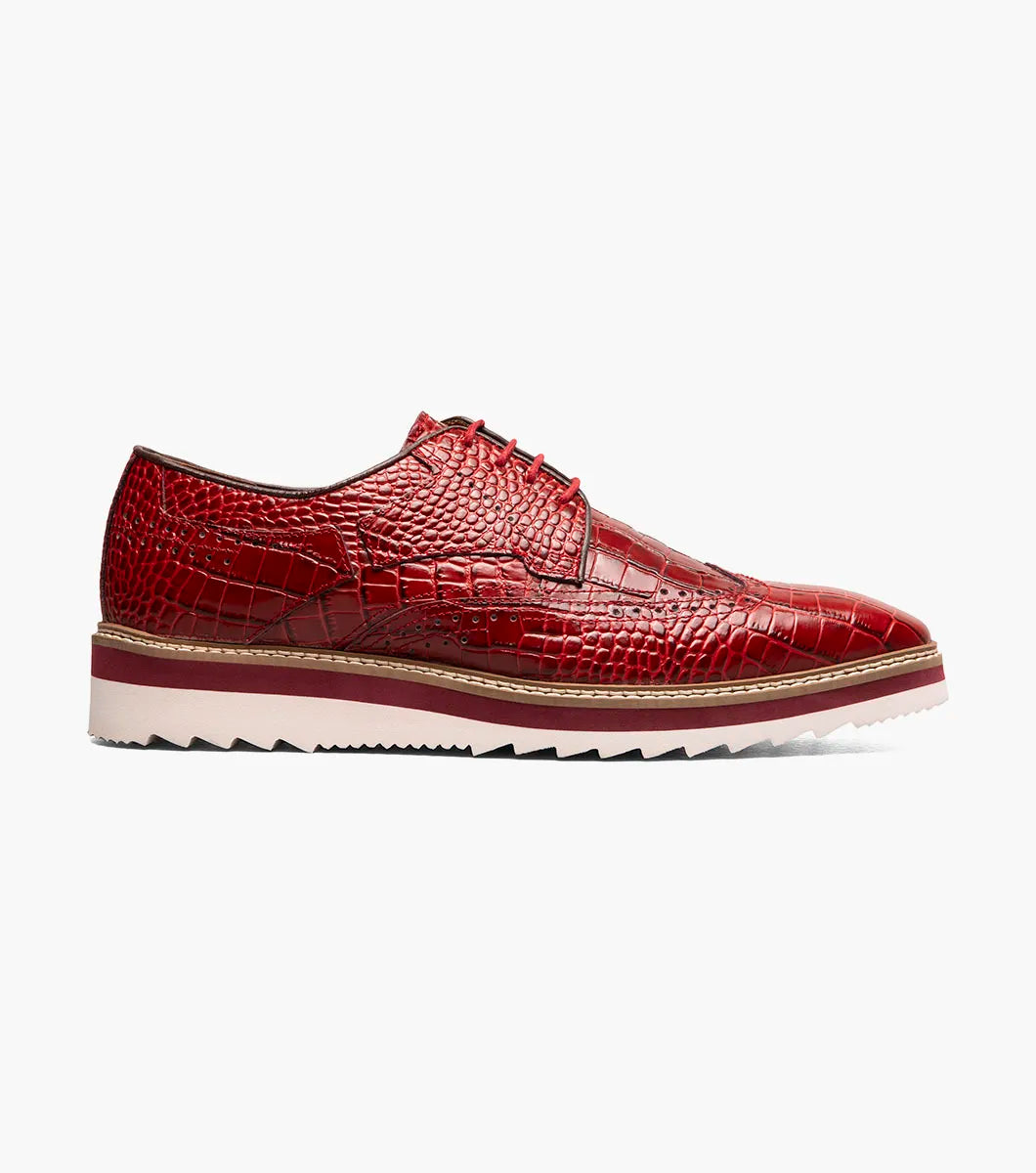 Stacy Adams Alario Wingtip Oxford Croco Leather Shoes Red 25725-600