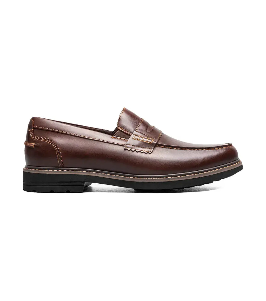 Nunn Bush Odin II Moc Toe Penny Loafer Shoes Burgundy 85154-601