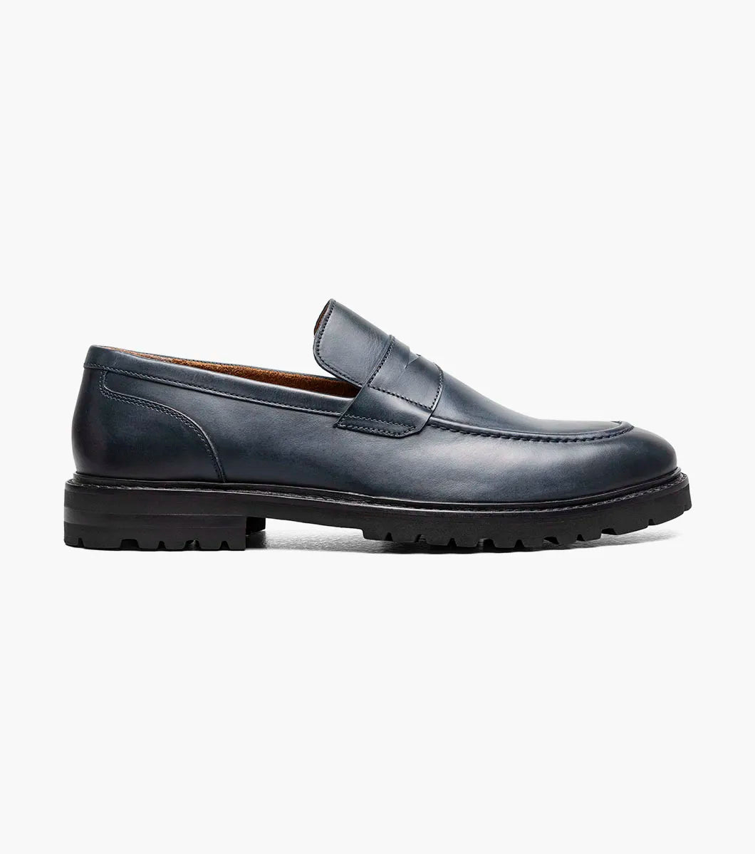 Stacy Adams Hayes Moc Toe Penny Slip On Shoes Leather Navy 25735-410
