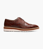 Stacy Adams Alario Wingtip Oxford Croco Leather Shoes Cognac 25725-221