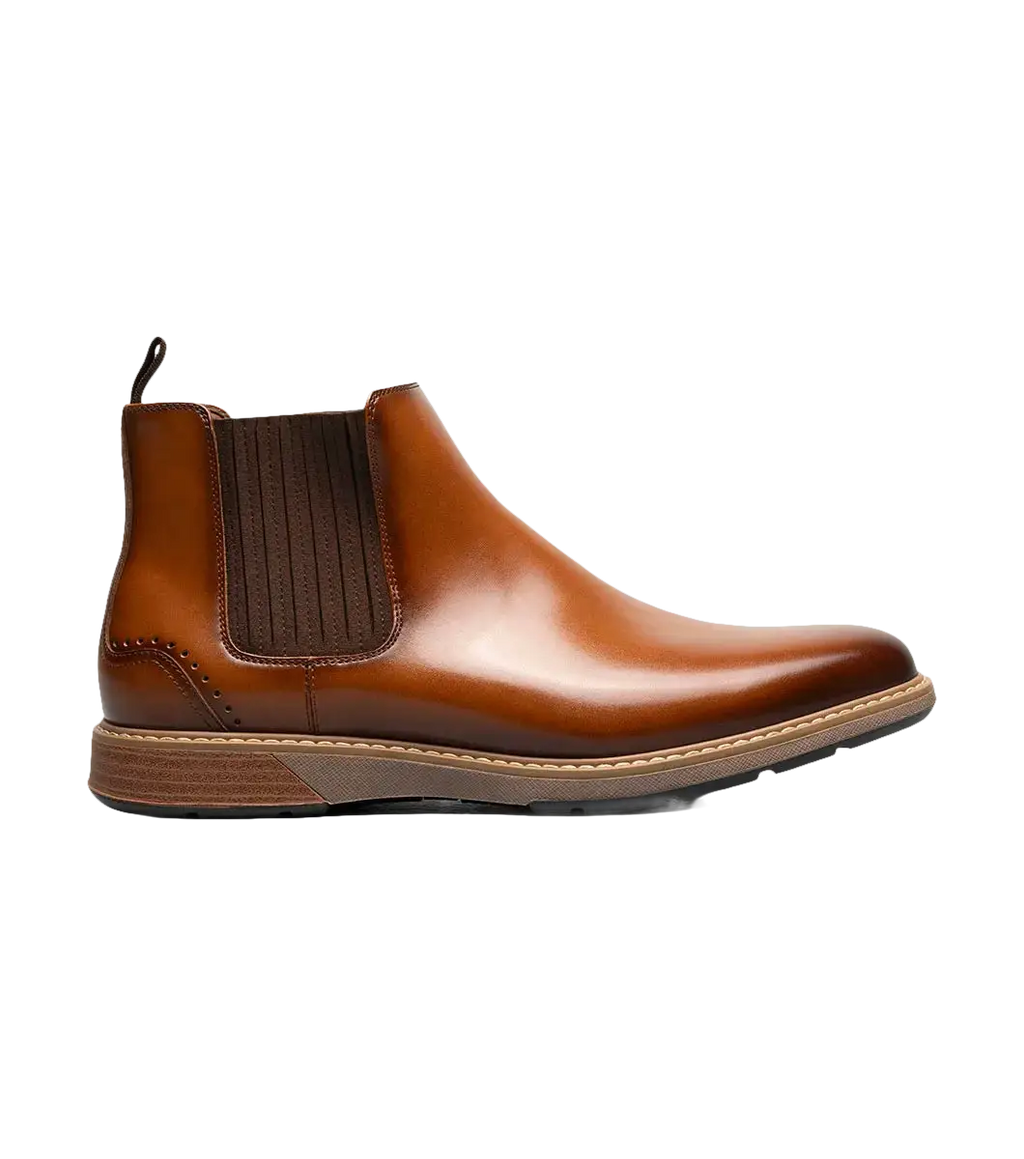 Stacy Adams Platt Plain Toe Chelsea Boot Light Weight Cognac 25755-221