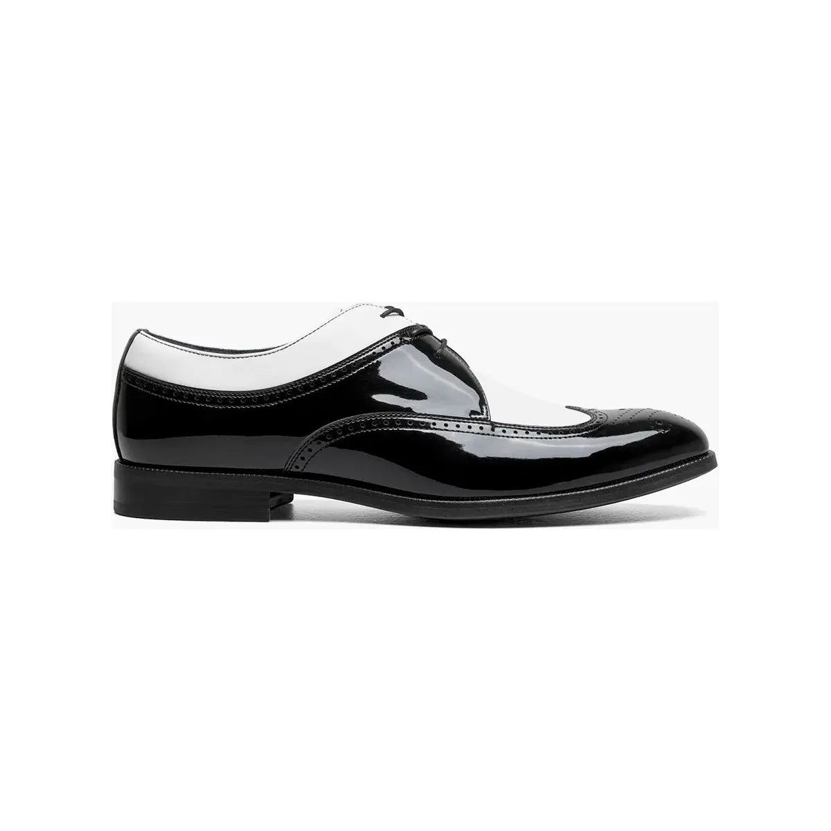 Stacy Adams Dayton II Wingtip Oxford Patent Shoes Black White 25720-111