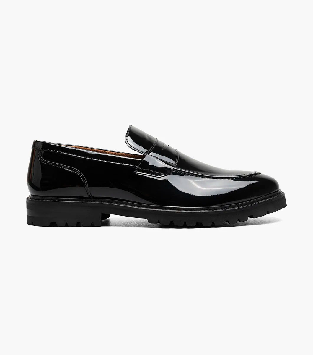 Stacy Adams Hazelton Moc Toe Penny Slip On Walking Shoes Black Patent 25736-004
