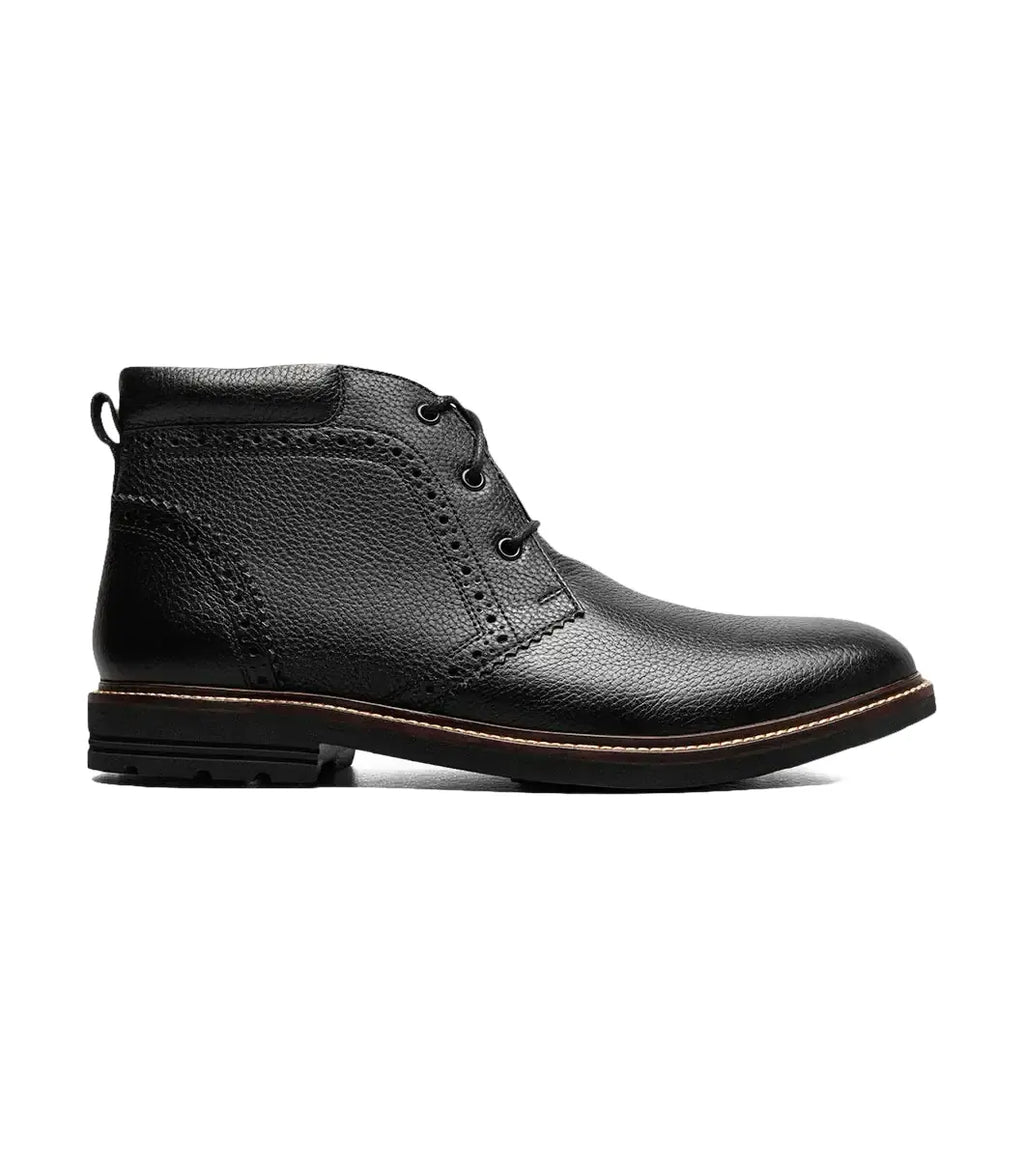 Nunn Bush Ozark II Plain Toe Chukka Boot Leather Black Tumbled 85090-007