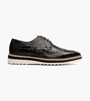 Stacy Adams Alario Wingtip Oxford Croco Leather Shoes Black 25725-001