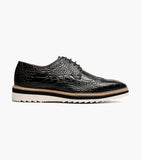 Stacy Adams Alario Wingtip Oxford Croco Leather Shoes Black 25725-001
