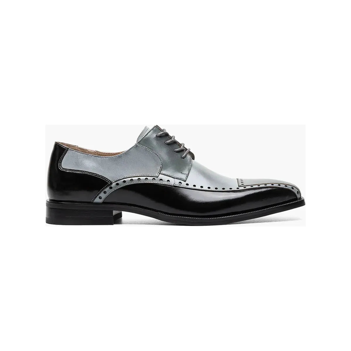 Stacy Adams Plaza Modified Cap Toe Oxford Shoes Leather Black Gray 25608-975