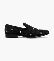 Stacy Adams Spangle Rhinestone Slip On Shoes Black and Silver 25699-042