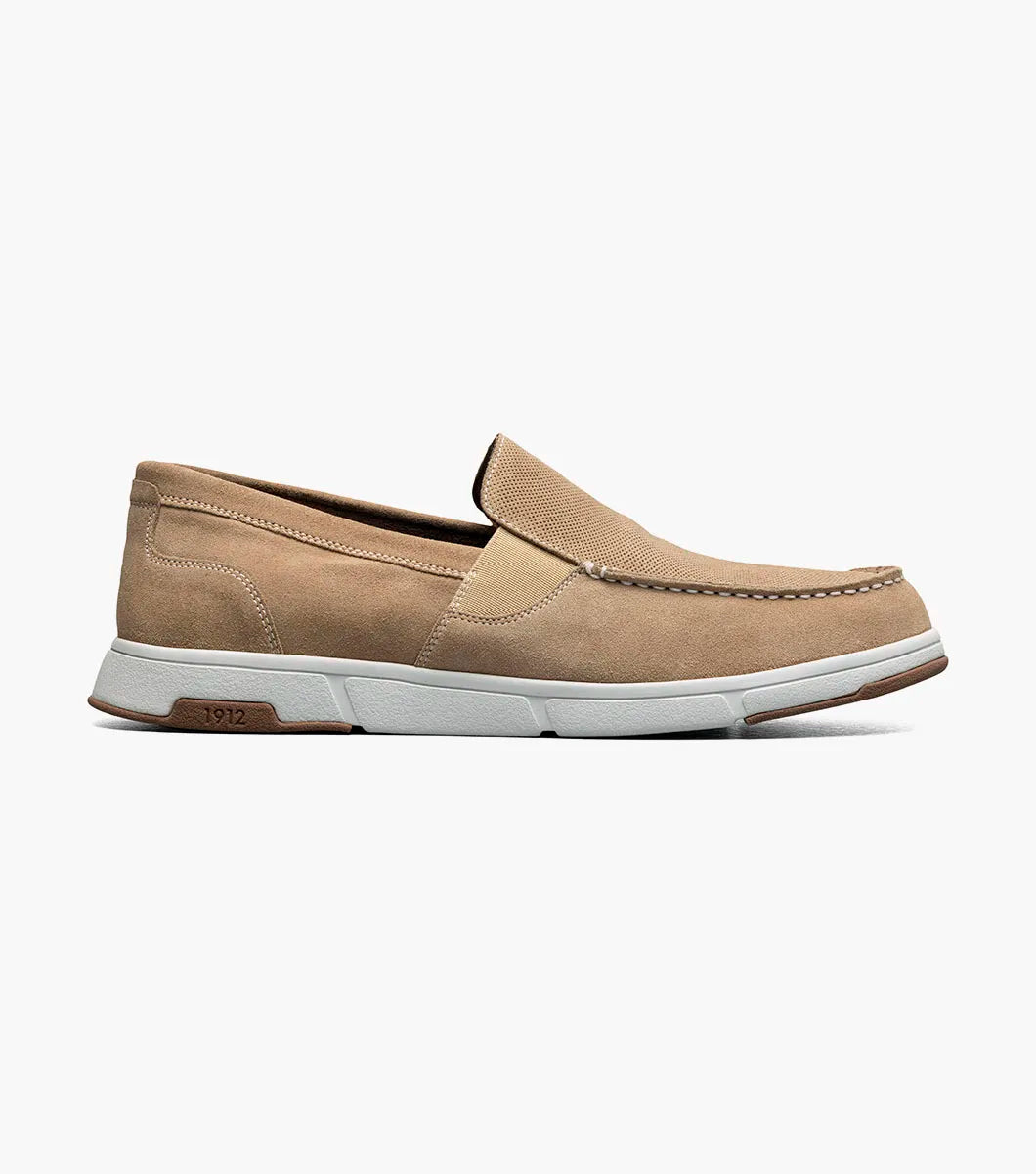Nunn Bush Luca Suede Moc Toe Venetian Slip On Shoes Stone 85102-275