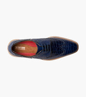 Stacy Adams Alario Wingtip Oxford Croco Leather Shoes Blue 25725-400