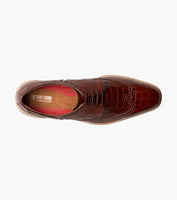 Stacy Adams Alario Wingtip Oxford Croco Leather Shoes Cognac 25725-221