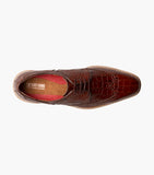 Stacy Adams Alario Wingtip Oxford Croco Leather Shoes Cognac 25725-221