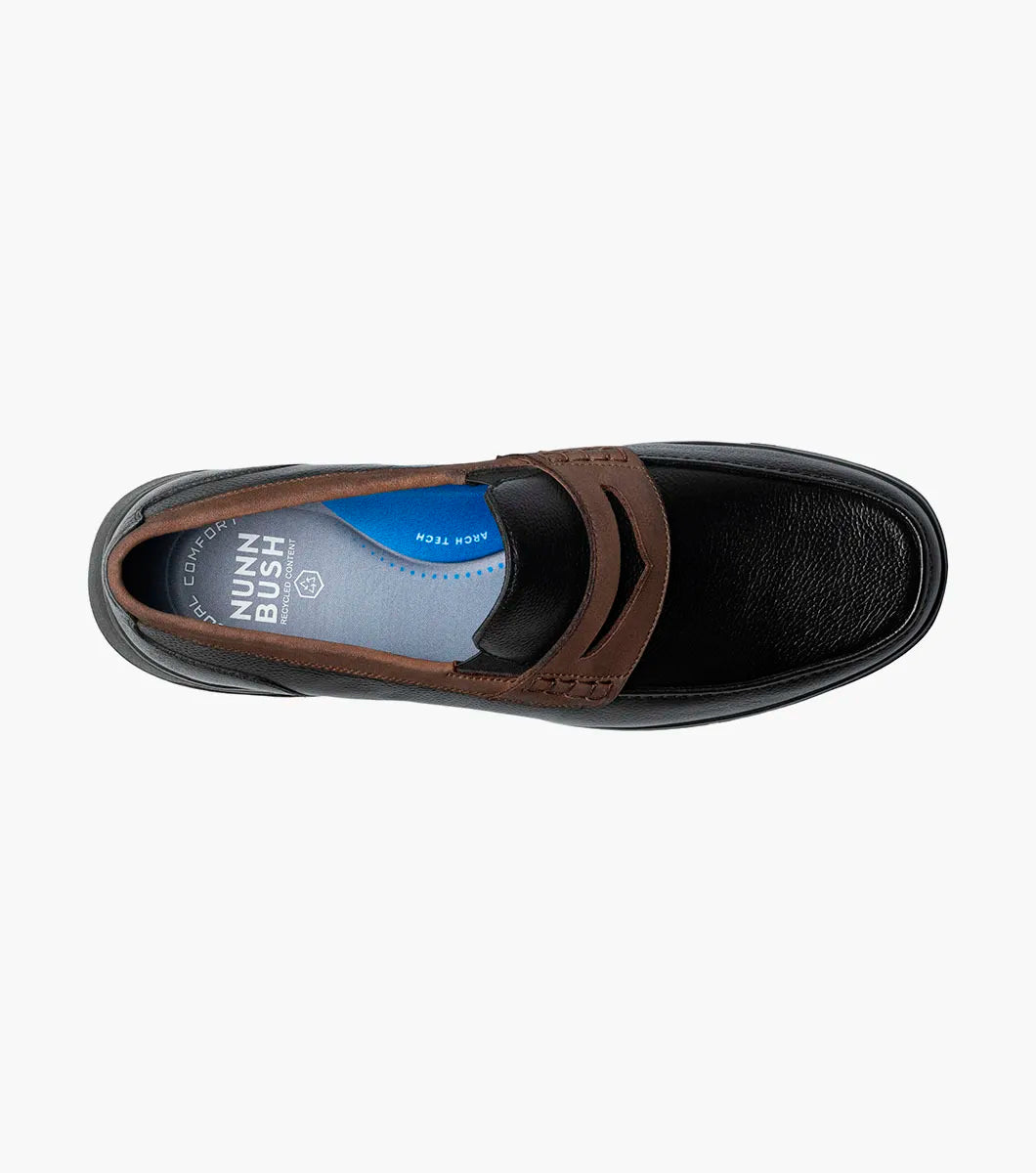 Nunn Bush Luca Moc Toe Penny Loafer Walking Shoes Black Multi 85103-009