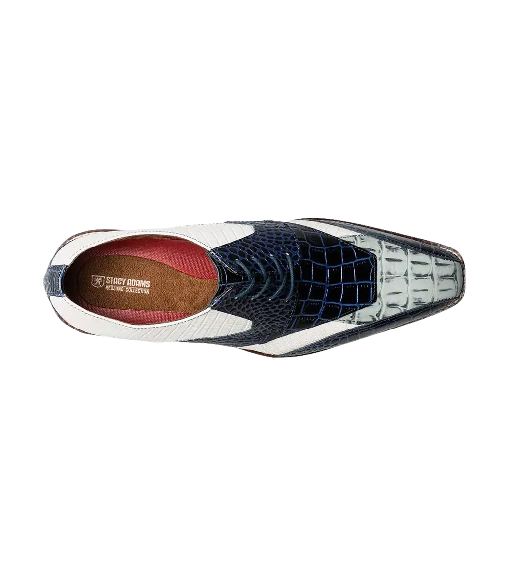 Stacy Adams Tristano Modified Bike Toe Oxford Shoes Dark Blue Multi 25694-469