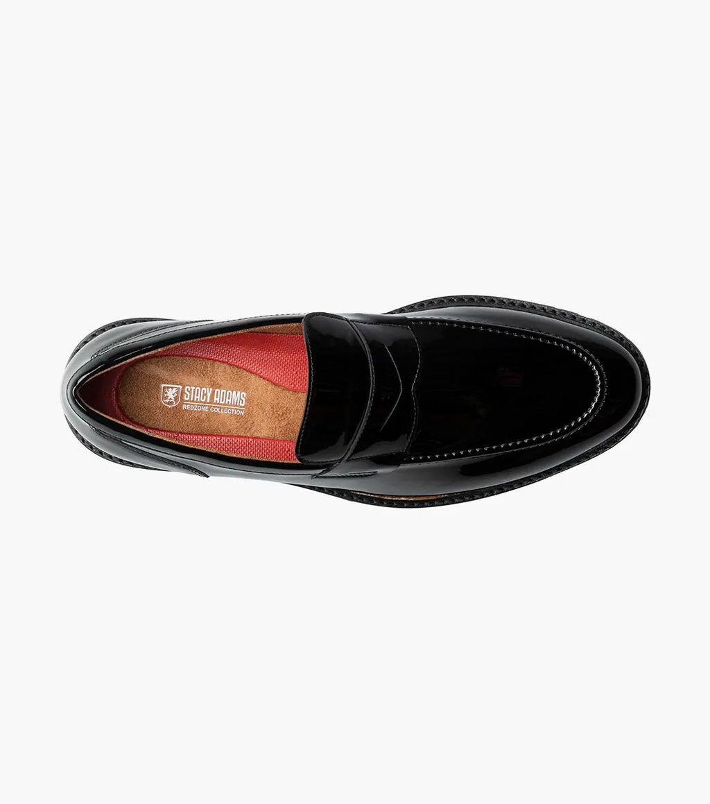 Stacy Adams Hazelton Moc Toe Penny Slip On Walking Shoes Black Patent 25736-004