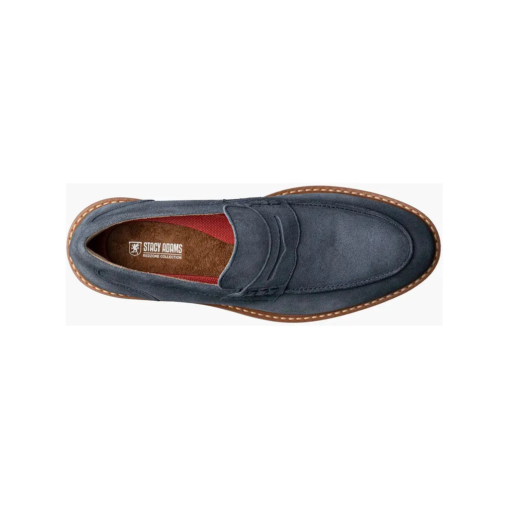 Stacy Adams Hopkins Moc Toe Penny Slip-On Shoes Navy Suede 25708-415