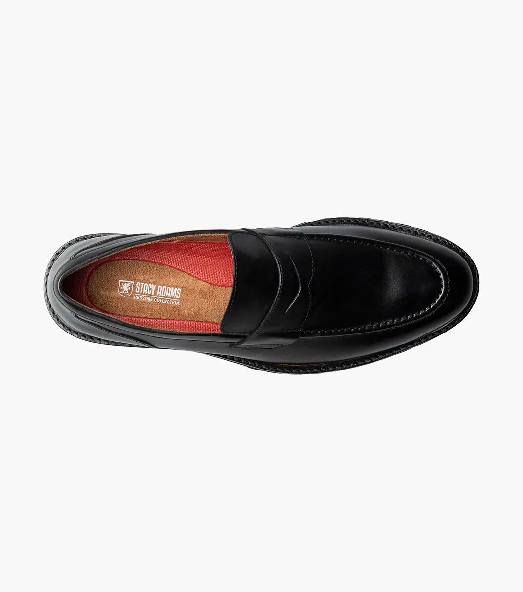 Stacy Adams Hayes Moc Toe Penny Slip On Shoes Leather Black 25735-001