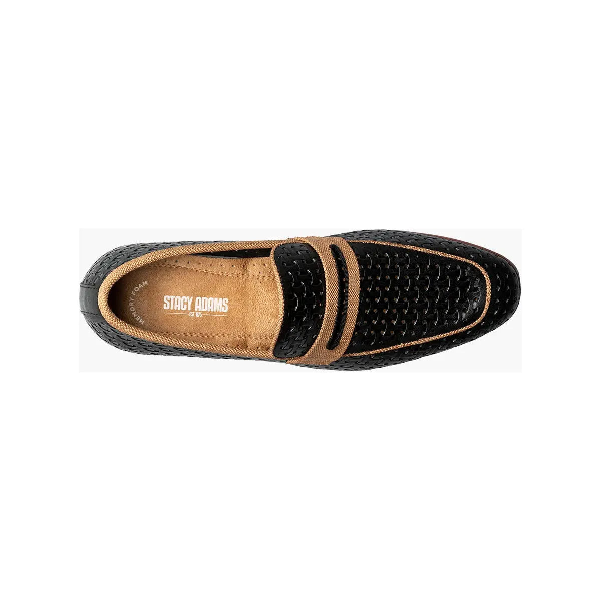 Stacy Adams Winstead Moc Toe Saddle Slip On Summer Shoes Black 25704-001