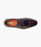 Stacy Adams Alario Wingtip Oxford Croco Leather Shoes Purple 25725-542