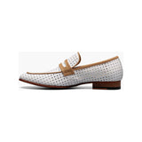 Stacy Adams Winstead Moc Toe Saddle Slip On Summer Shoes White 25704-100