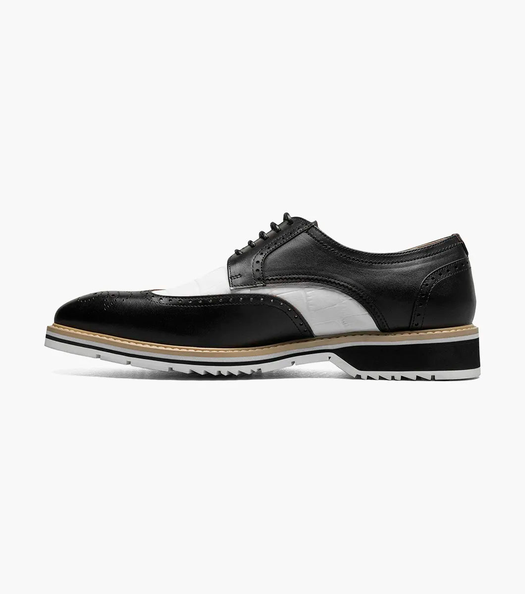 Stacy Adams Beaumont Wingtip Oxford Men's Shoes Black And White  25723-111