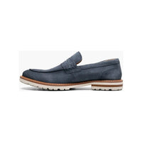 Stacy Adams Hopkins Moc Toe Penny Slip-On Shoes Navy Suede 25708-415