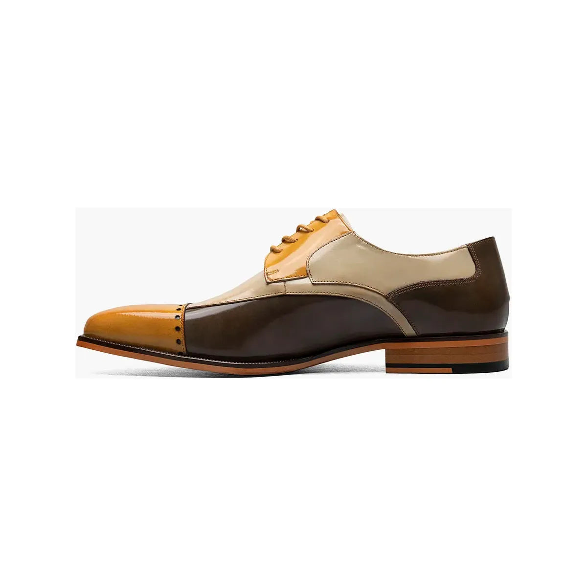Stacy Adams Plaza Modified Cap Toe Oxford Shoes Leather Olive Multi 25608-302