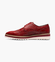 Stacy Adams Alario Wingtip Oxford Croco Leather Shoes Red 25725-600