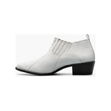 Stacy Adams Sandoval Cuban Heel Boot Croco print White 25666-100