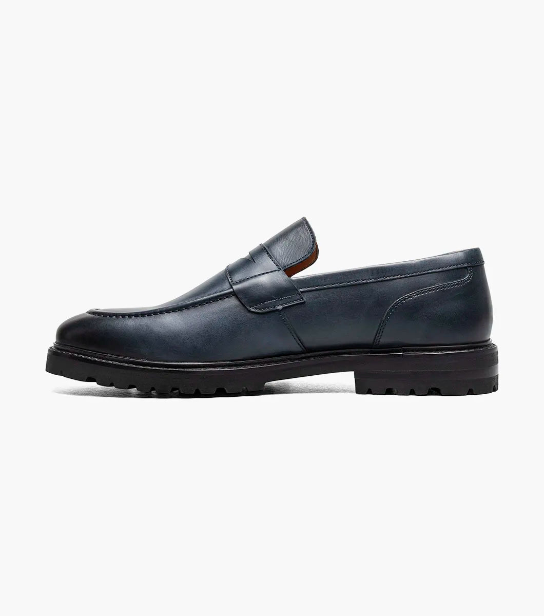 Stacy Adams Hayes Moc Toe Penny Slip On Shoes Leather Navy 25735-410