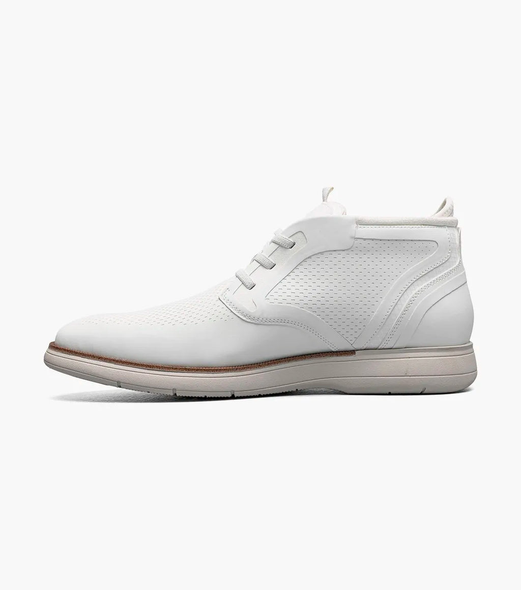Stacy Adams Eastmont Plain Toe Elastic Lace Chukka Boot White 25748-100