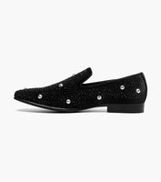Stacy Adams Spangle Rhinestone Slip On Shoes Black and Silver 25699-042