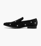 Stacy Adams Spangle Rhinestone Slip On Shoes Black and Silver 25699-042
